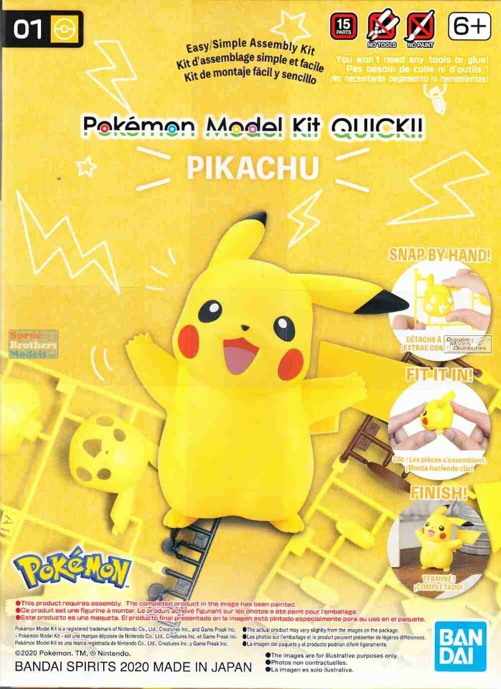IN HAND Bandai Hobby Pokemon Pikachu Quick Model Kit USA Seller 